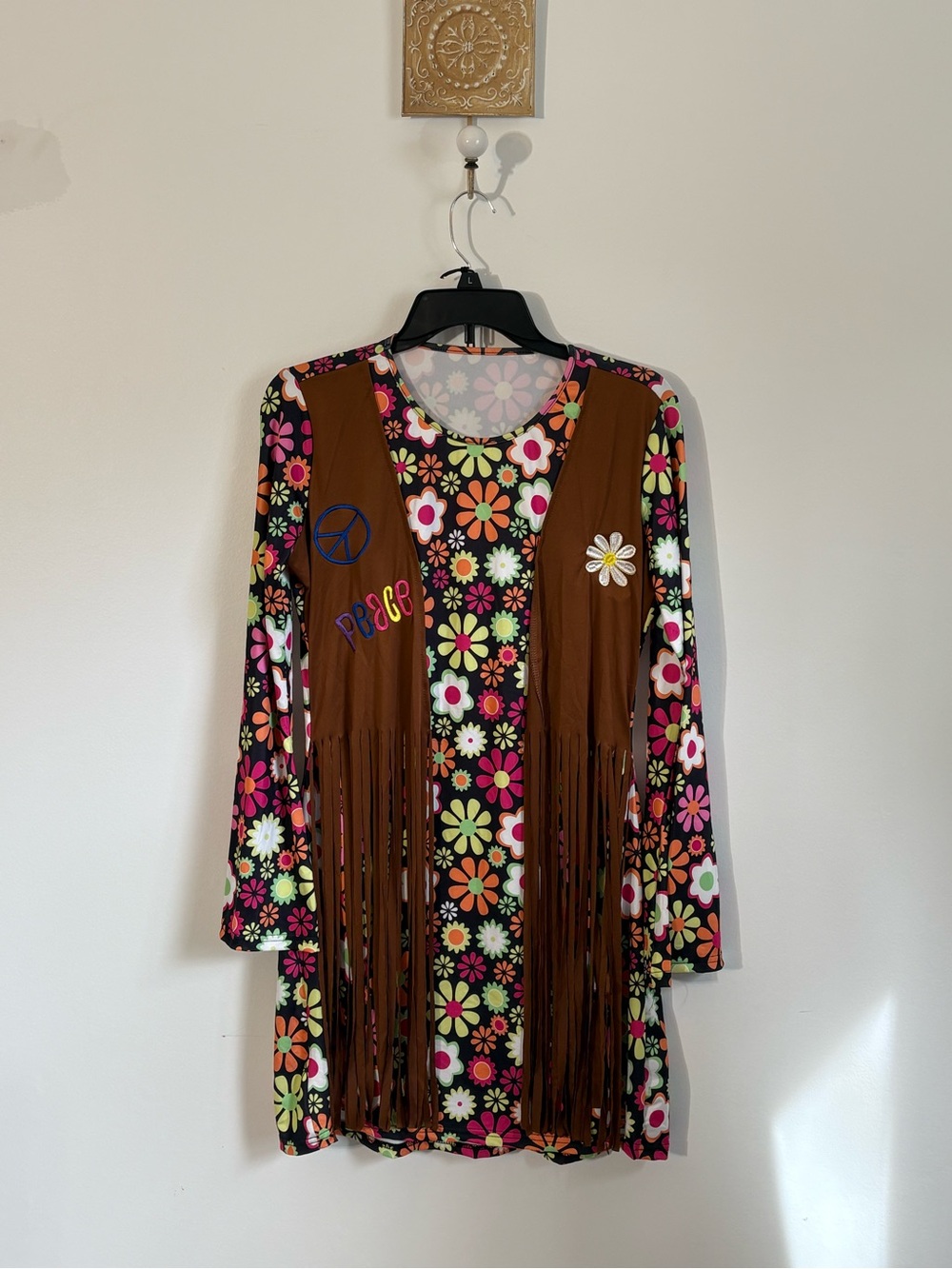 Amazon Multicolor Floral Long-Sleeve Hippie Halloween Costume.  P to P 18 inches